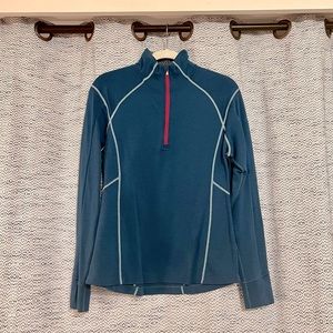 Smartwool Merino Wool Quarter-Zip Base Layer, Teal, Women’s Large